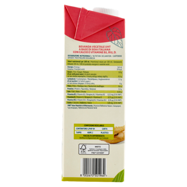 Granarolo 100% Vegetale Soia Italiana Zero Zuccheri 1000 ml