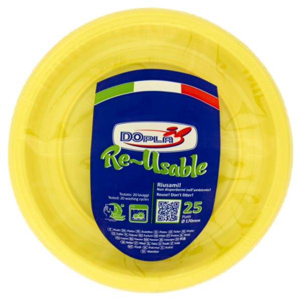 DOpla Re-Usable Piatti frutta Ø 170mm Giallo 25 pz