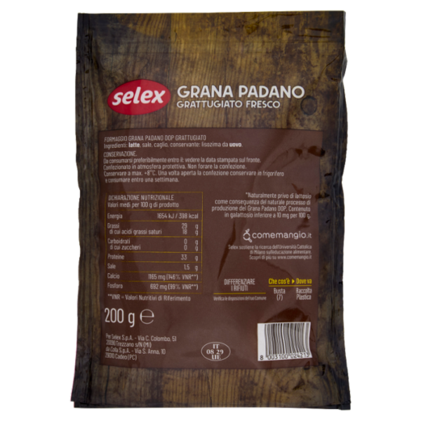 Selex Grana Padano Grattugiato Fresco 200 g
