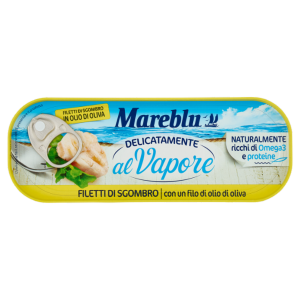 Mareblu Delicatamente al Vapore Filetti di Sgombro con un filo di olio di oliva 110 g