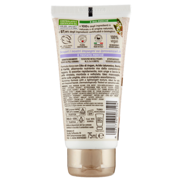 I Provenzali Bio Crema Mani Biologica Argan 75 mL