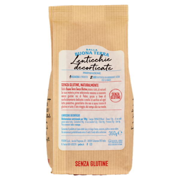 Dalla Buona Terra pedon Senza Glutine Lenticchie decorticate 350 g