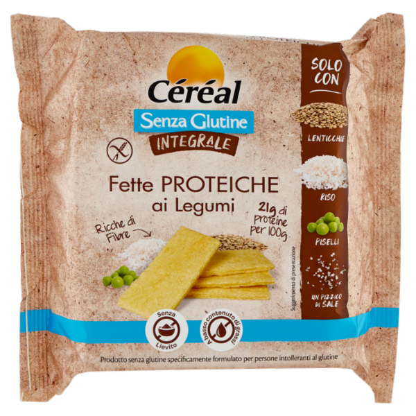 Céréal, Fette Proteiche ai Legumi, Integrali, Senza Glutine, Senza Lievito, Ricche di Fibre - 100 g