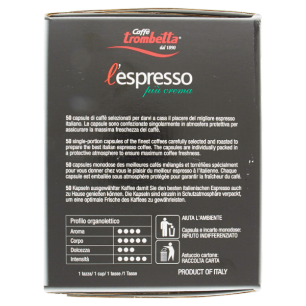 Caffè trombetta l'espresso più crema Capsule 50 pz