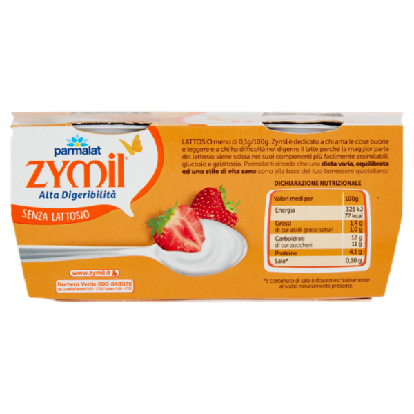 ZYMIL Alta Digeribilità Senza Lattosio Yogurt alla Fragola 2 x 125 g