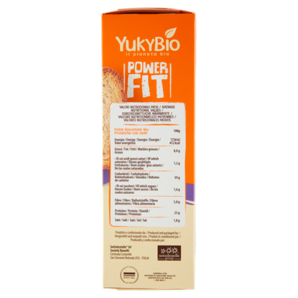 YUKYBIO Power Fit 23 % Proteine Fette Biscottate Proteiche con Semi 2 x 95 g