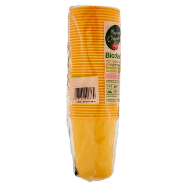 Selex Natura Chiama Bicchieri Biodegradabili e Compostabili Ecologici Gialli 200 cc 40 pezzi