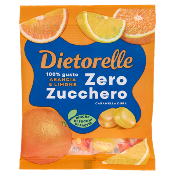 Dietorelle Zero Zucchero Caramella Dura Arancia e Limone 70 g