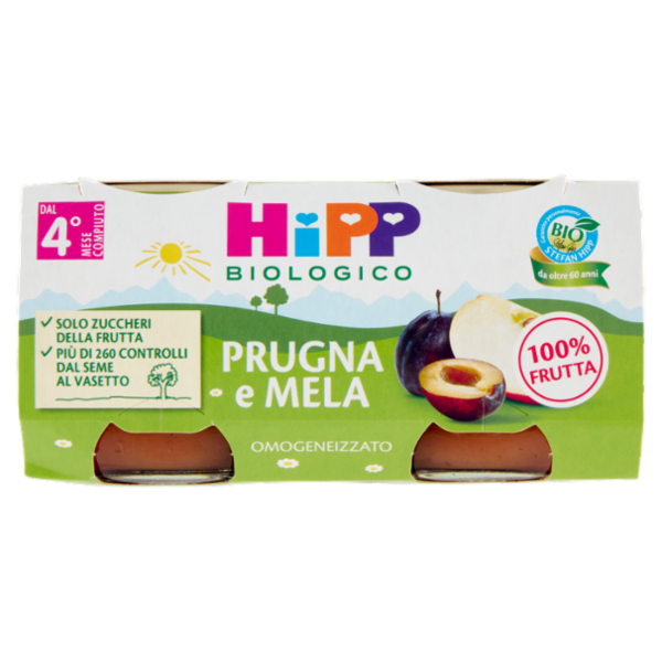 HiPP Biologico Prugna e Mela Omogeneizzato 2 x 80 g