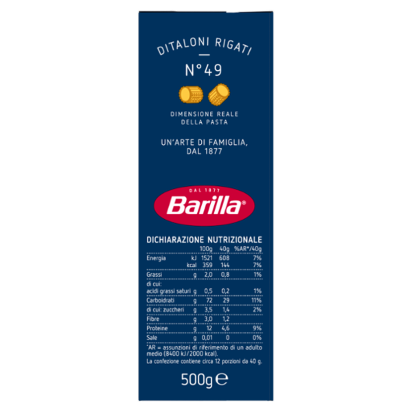 Barilla Pasta Ditaloni Rigati n.49 500g