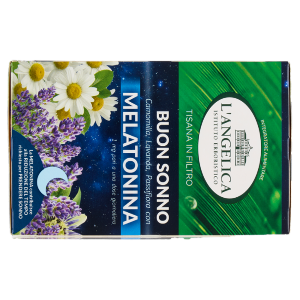 L'Angelica Tisana in Filtro Buon Sonno Camomilla, Lavanda, Passiflora con Melatonina 15 Filtri 30 g