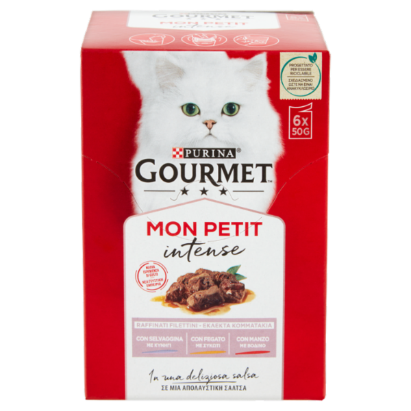 PURINA GOURMET Mon Petit Filettini Intense cotti in Salsa (Manzo / Fegato / Selvaggina) 6x50g