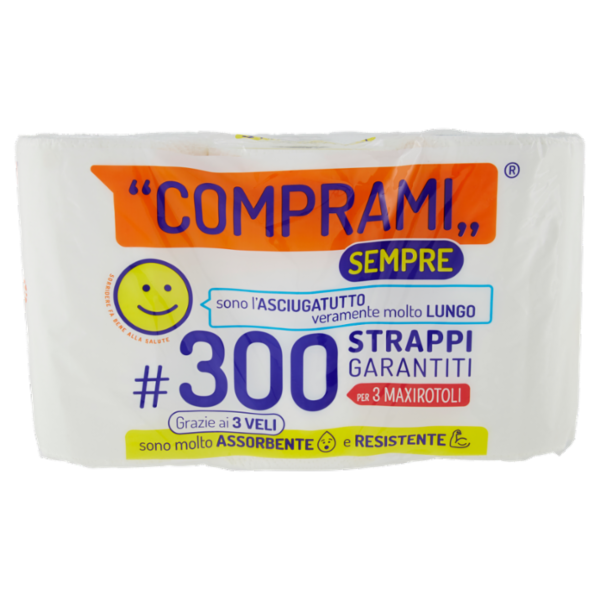 Comprami Sempre Asciugatutto 300 Strappi Maxirotolo 3 Veli 3 pz