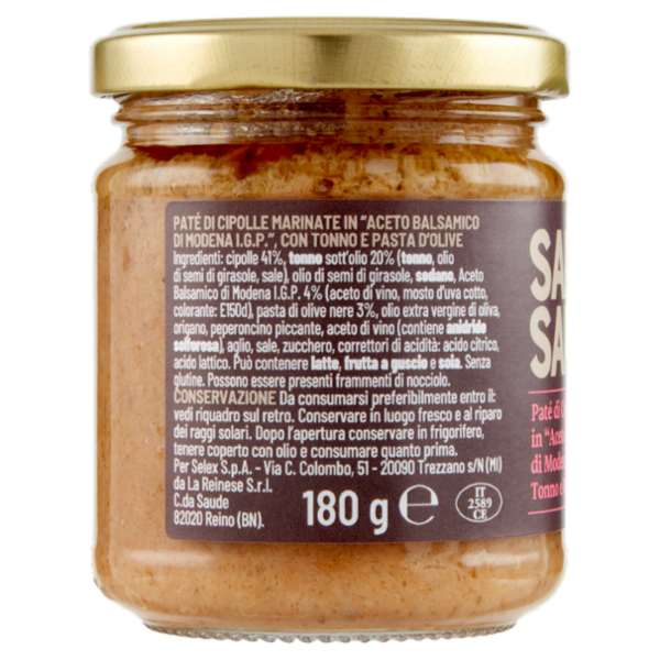 Selex Saper di Sapori Paté di Cipolle in Aceto Balsamico, Tonno, Sedano e Pasta di Olive 180 g