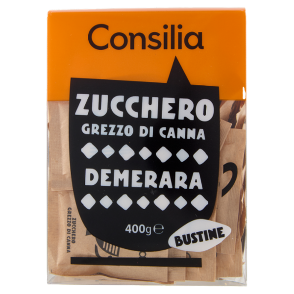 Consilia Zucchero di Canna Grezzo Demerara 100 Bustine da 4 g