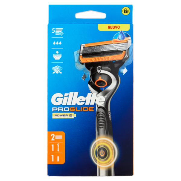 Gillette Proglide Power Rasoio da Uomo a 5 Lame, 1 Manico + 2 Lamette + 1 Batteria