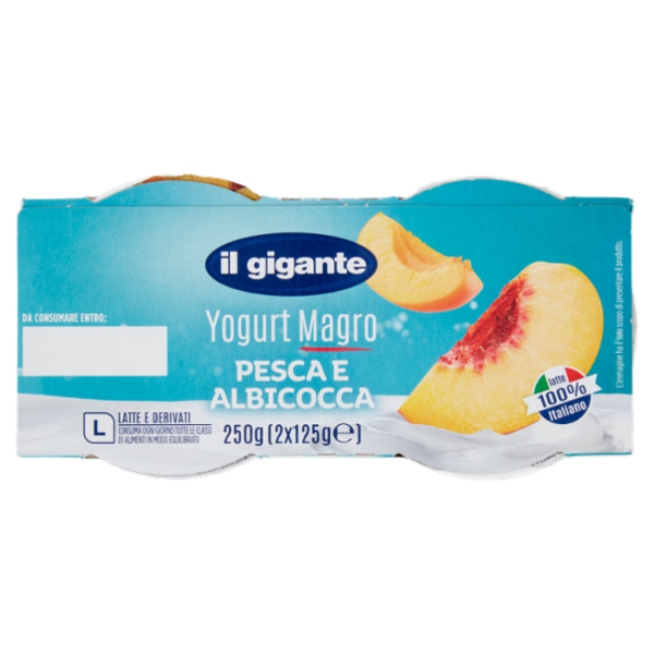 IL GIGANTE Yogurt Magro Pesca e Albicocca 2 x 125 g