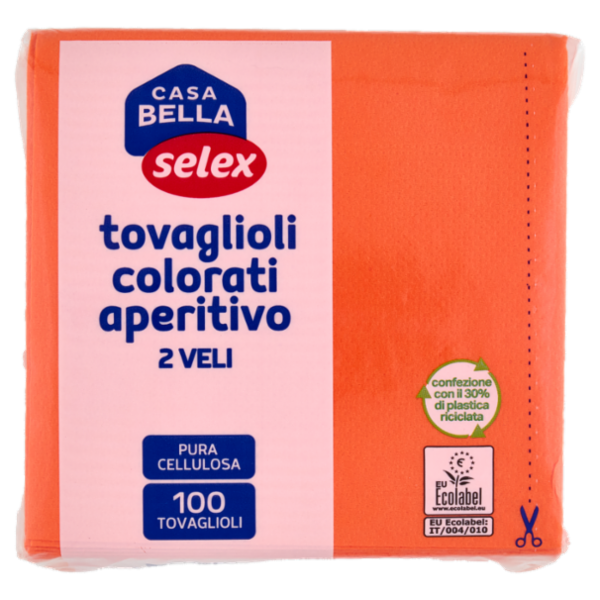 Selex Casa Bella Tovaglioli 2 Veli 25x25 cm Arancione 100 pezzi