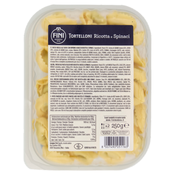 Fini Antica Bottega Tortelloni Ricotta e Spinaci 250 g