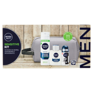 Nivea Men Sensitive Kit Schiuma Da Barba 200 Ml + Dopobarba 100 Ml + Deodorante 50 Ml + Travel Bag