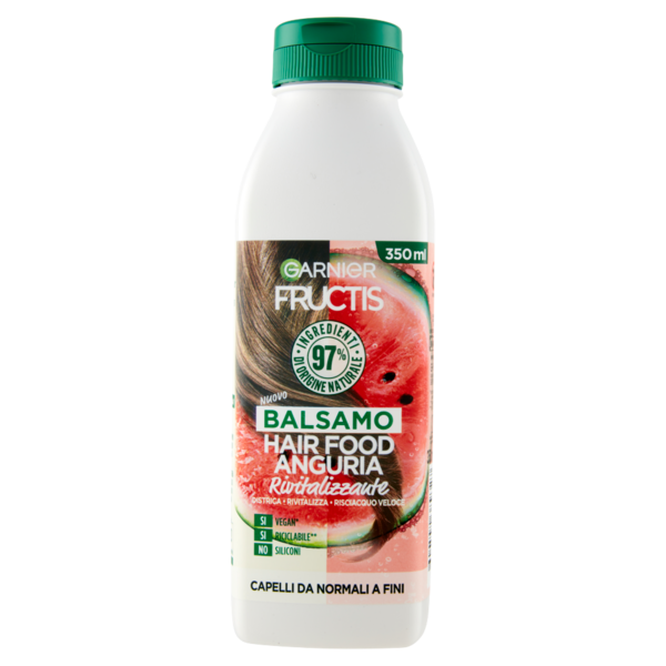 Garnier Balsamo Fructis Hair Food, Ideale per Capelli Fini, Arricchito con Anguria, 350 ml