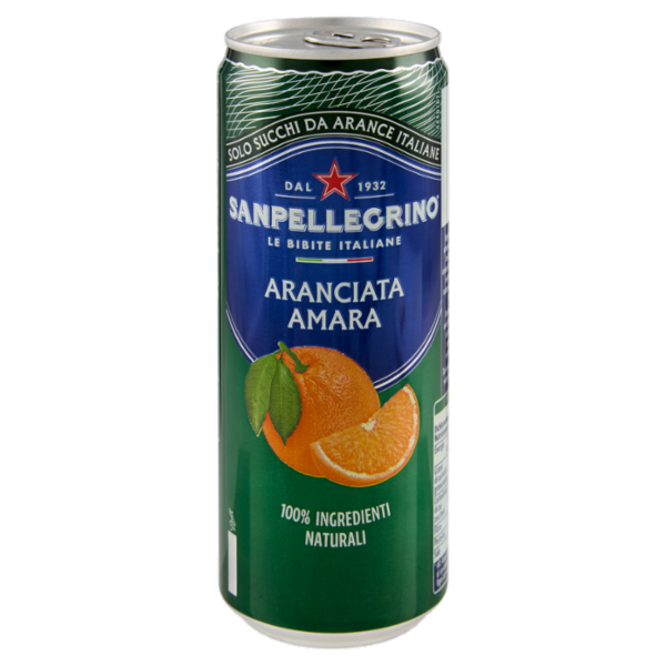 BIBITE SANPELLEGRINO, Bevande Gassate, Naturali, Aranciata Amara, Lattina 33cl