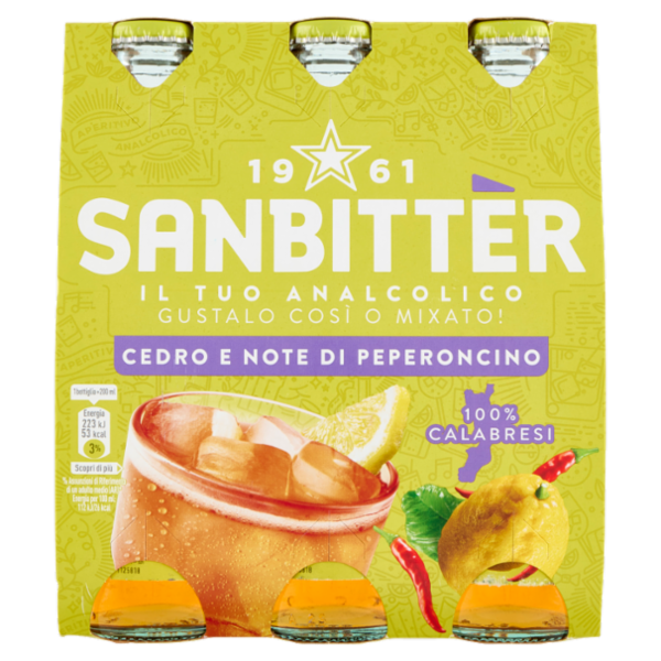 Sanbittèr, Cedro e Note di peperoncino, Aperitivo Analcolico - 3 x 200ml