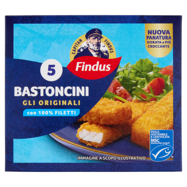 Capitan Findus 5 Bastoncini con 100% Filetti di Merluzzo 125 g
