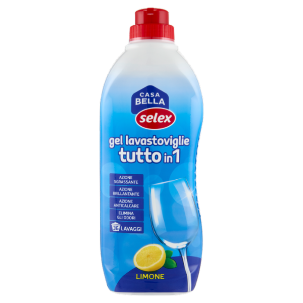 Selex Casa Bella Detersivo per Lavastoviglie Gel Tutto in 1 al Limone 650 ml