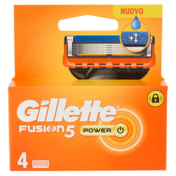 Gillette Fusion5 Power Lamette di ricambio per Rasoio da Uomo, 4 Ricariche