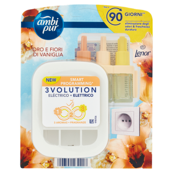 Ambi Pur Profumatore per Ambienti Elettrico 3Volution, Lenor Oro e Fiori Vaniglia, 20 ml
