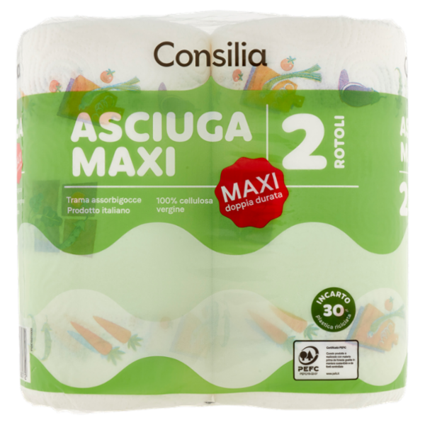 Consilia Asciugatutto 2 Veli Maxi 2 rotoli