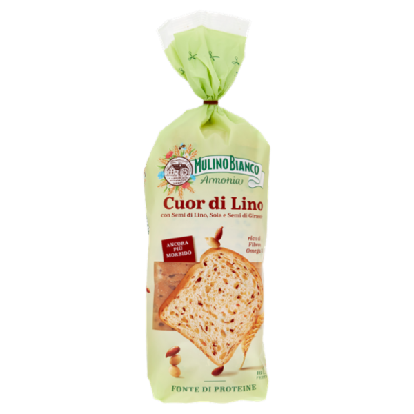 Mulino Bianco Armonia Cuor di Lino Pane Semi di Lino, Soia, Semi di Girasole Fonte di Proteine 400g