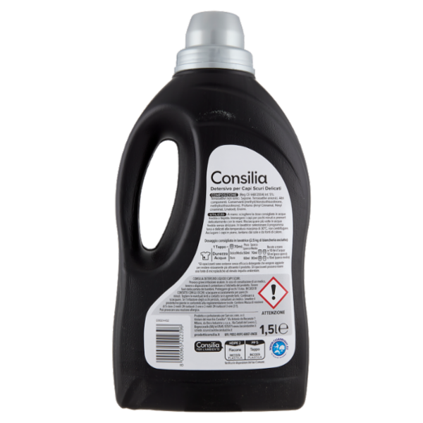 Consilia Detersivo a Mano e in Lavatrice Liquido Capi Scuri 30 Lavaggi 1,5 L