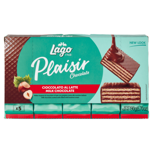 Lago Plaisir Chocolate Cioccolato al Latte Wafer cioccolato al latte con crema alle nocciole 5x38g