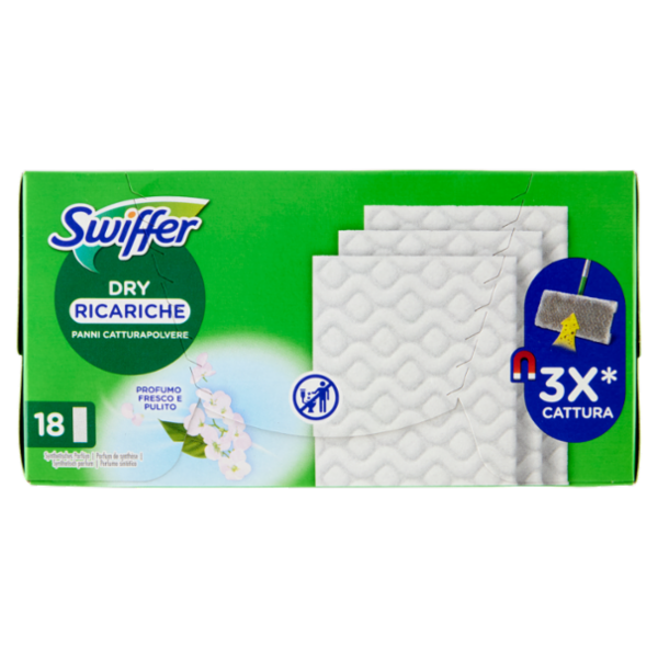 Swiffer Panni Catturapolvere per Scopa Swiffer Profumo Fresco e Pulito - Ricarica 18 Panni