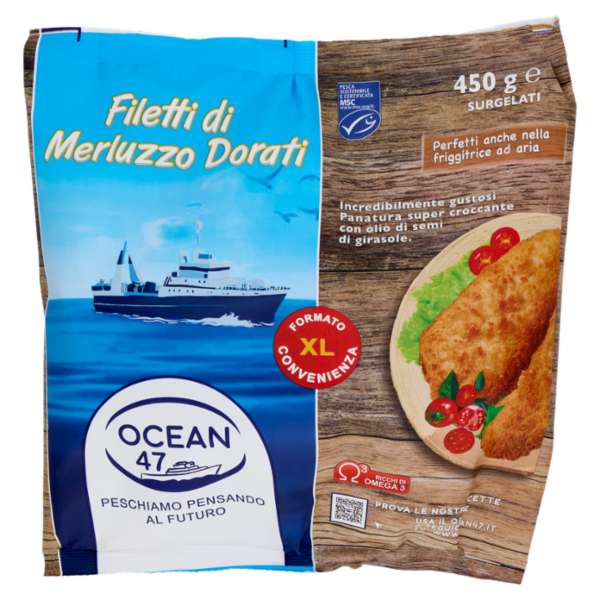 Ocean 47 Filetti di Merluzzo Dorati Surgelati 450 g