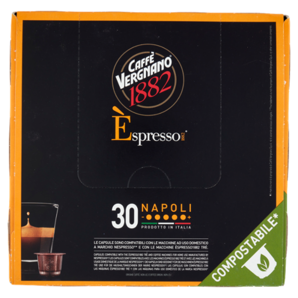 Caffè Vergnano 1882 Èspresso1882 Napoli Compostabile** Capsule Compatibili Nespresso* 30 x 5 g