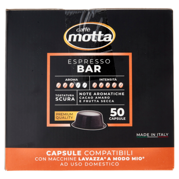 caffè motta Espresso Bar Capsule Compatibili con Macchine Lavazza A Modo Mio 50 x 7 g
