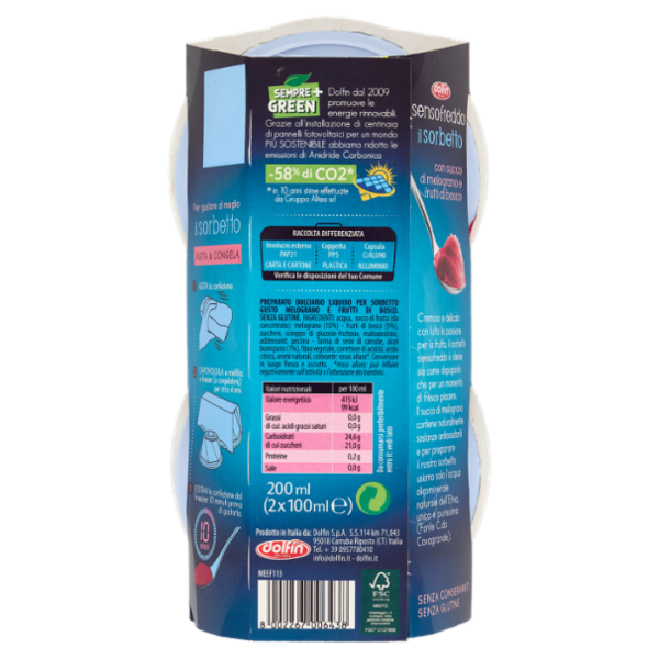 dolfin sensofreddo il sorbetto con succo di melograno e frutti di bosco 2 x 100 ml
