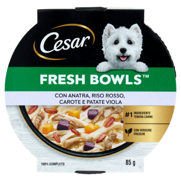 Cesar Fresh Bowls Cibo umido Cane Anatra Riso 85 g