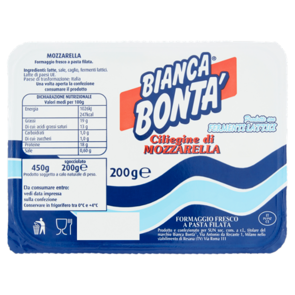 Bianca Bontà Ciliegine di Mozzarella 200 g