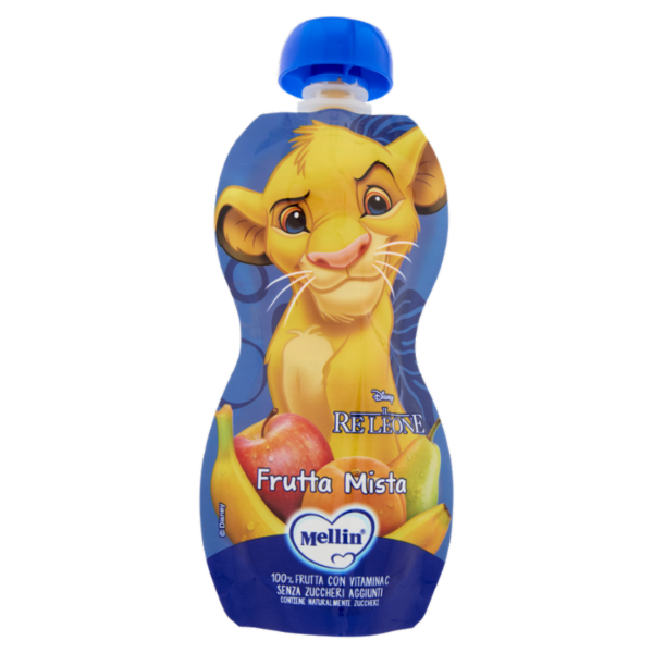 MELLIN Merenda Re Leone Simba, Frutta Mista, 100% frutta con Vit C, 110g
