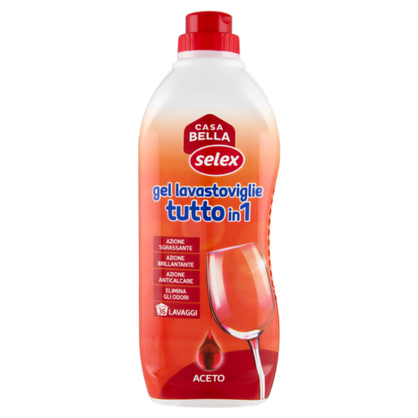 Selex Casa Bella Detersivo per Lavastoviglie Gel Tutto in 1 all'Aceto 650 ml
