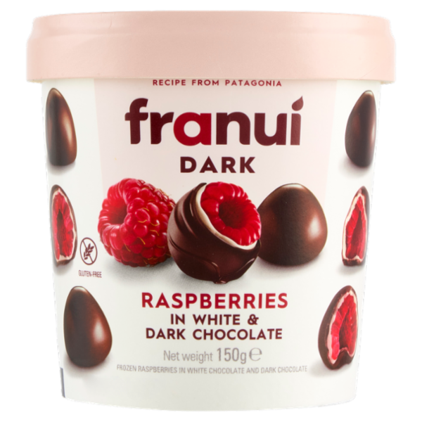 franuí Dark Raspberries in White & Dark Chocolate 150 g