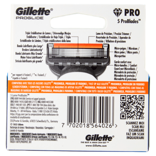 Gillette Proglide Lamette di ricambio per Rasoio da Uomo, 4 Ricariche