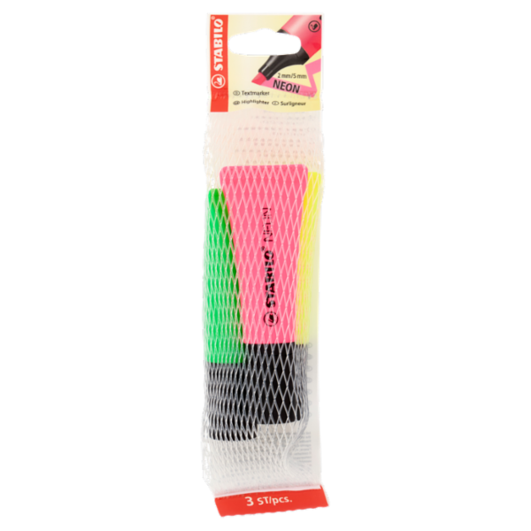 STABILO Neon evidenziatore giallo/rosa/verde - retina da 3 pz.