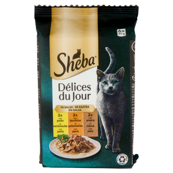 Sheba Délices du Jour Cibo Umido Gatto in Salsa con Tacchino e Anatra 6 x 50 g