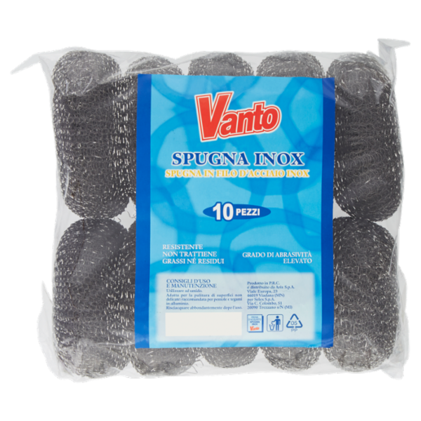 Vanto Spugna Inox Spirali in Filo di Acciaio Inox 10 pezzi