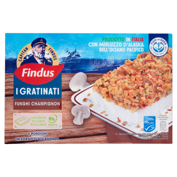 Capitan Findus I Gratinati Merluzzo con Funghi Champignon 380 g